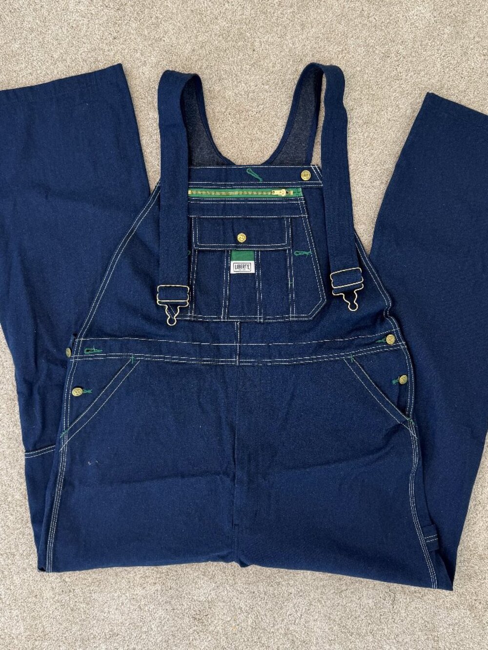 Liberty Rigid Indigo Denim Bib Overalls 44x34
